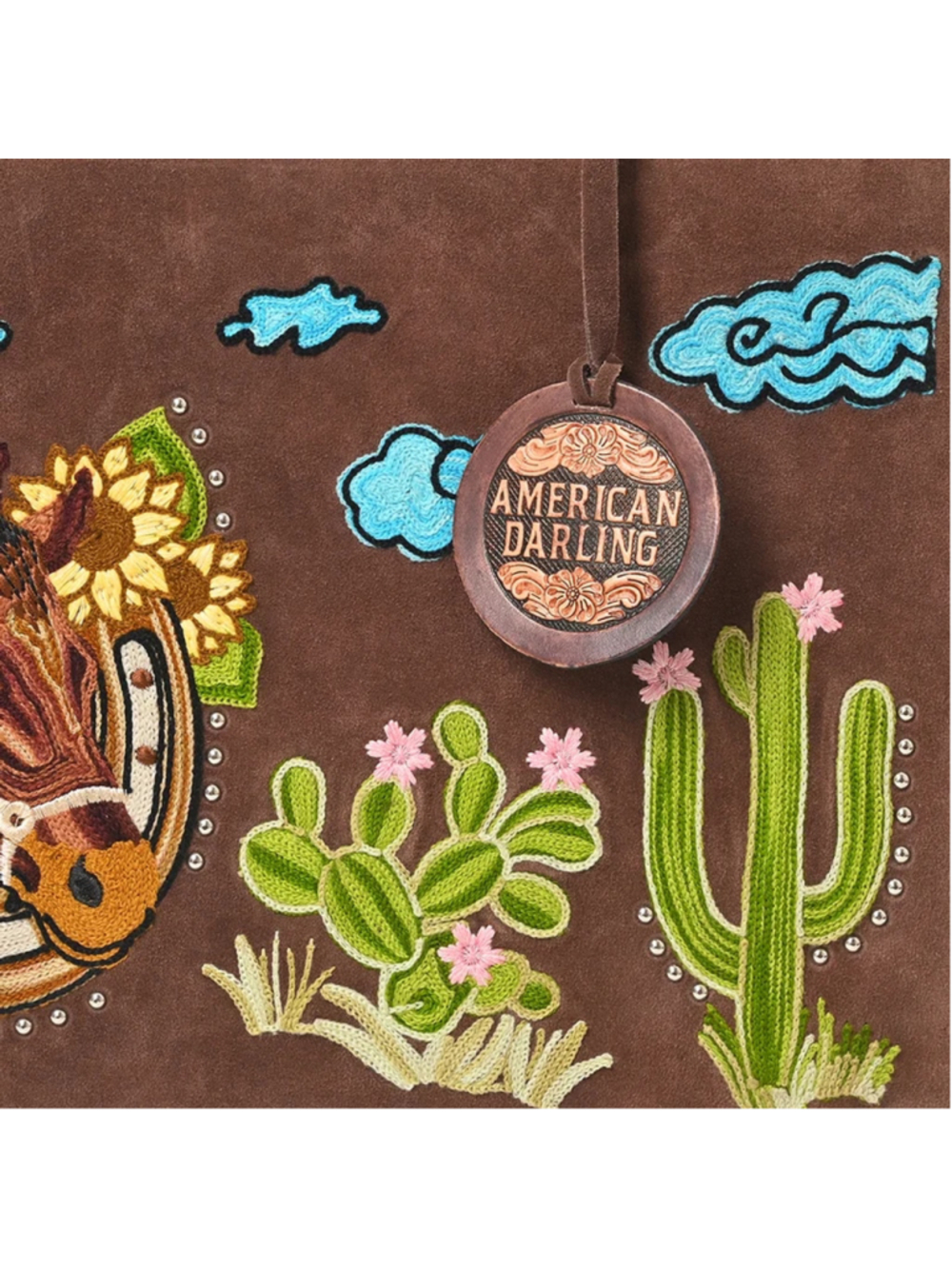 American Darling Lucky leather Horseshoe Western Tote Bag - Picture 3 of 9